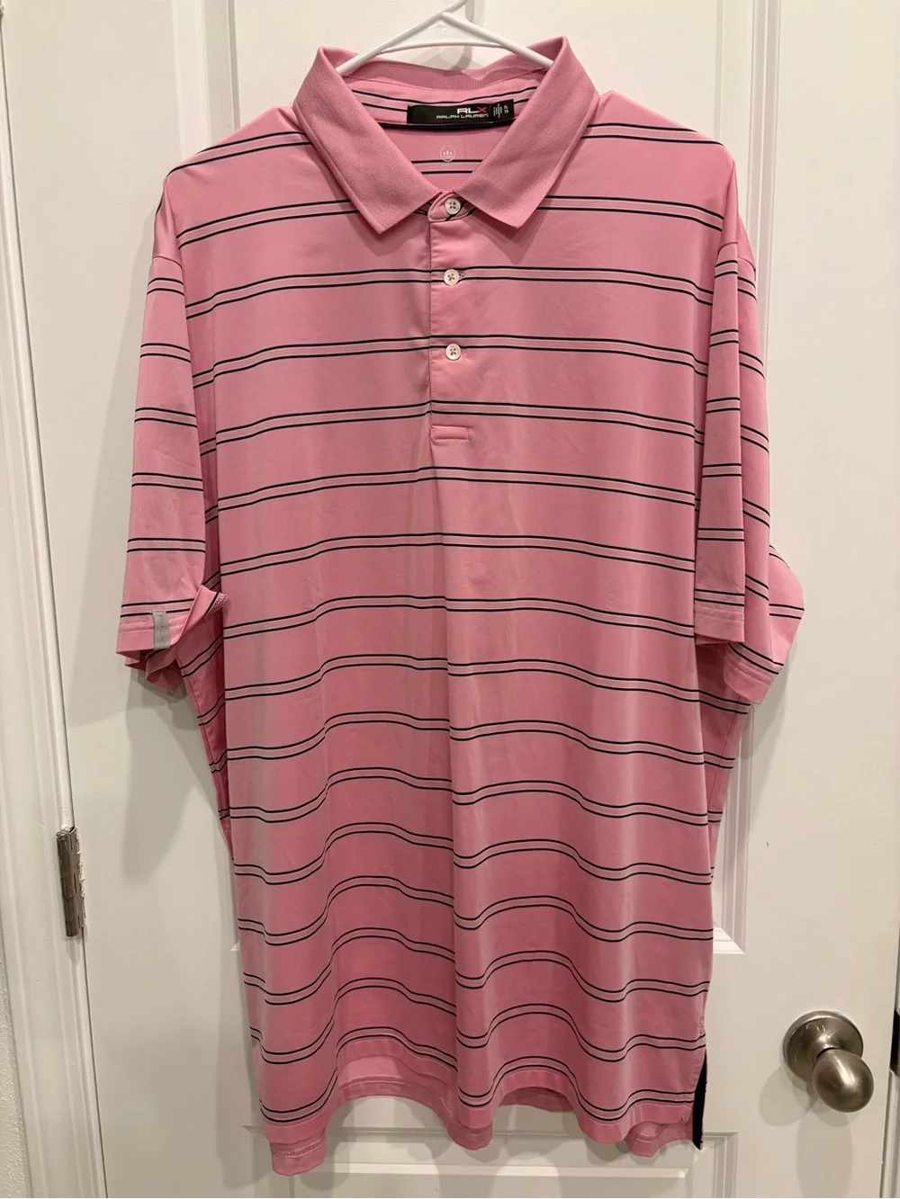 Ralph Lauren Pink Polo with Navy and White Stripes